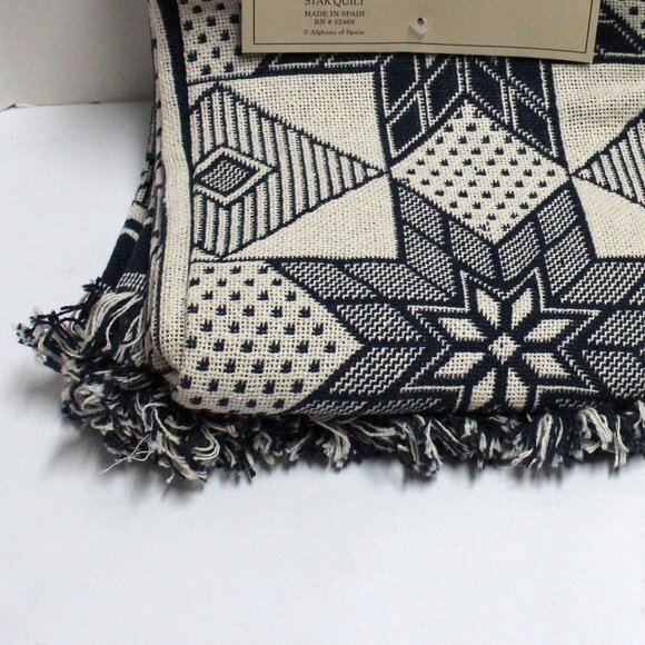 NWT Cotton Fields Starquilt 100% Cotton Throw 50 in x 60 in With Fringe - Picture 10 of 10